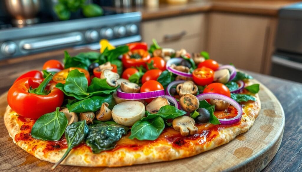 Vegetable-packed pizza Vegetable-packed pizza